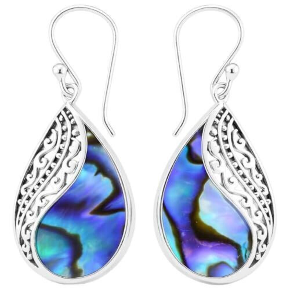 7869 Abalone Shell Unique Earrings - Boho Beach Earrings in 925 Sterling